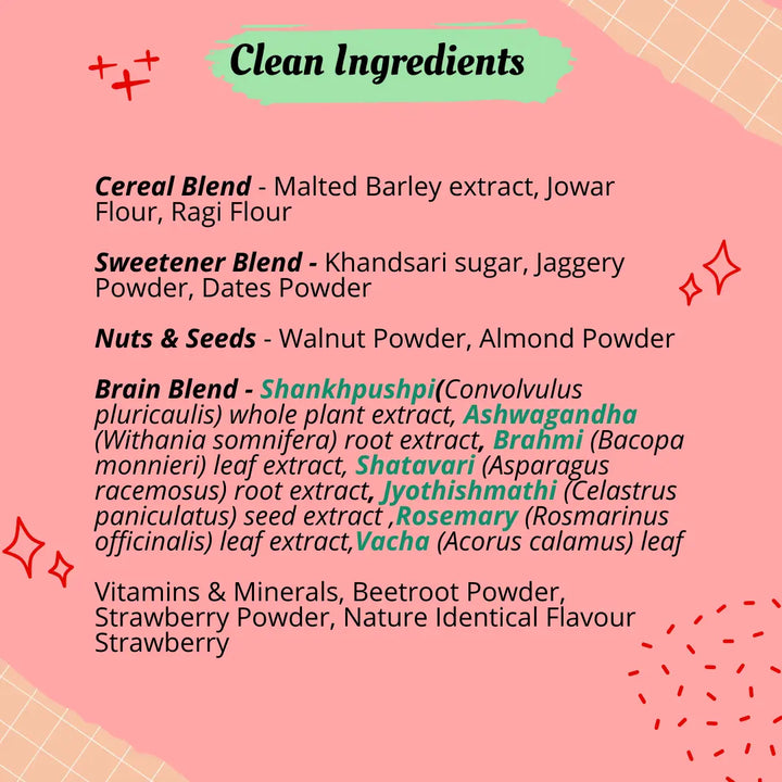 Better Herbs - BRAINify Nutrition Powder Strawberry 350gm - Clean Ingredients