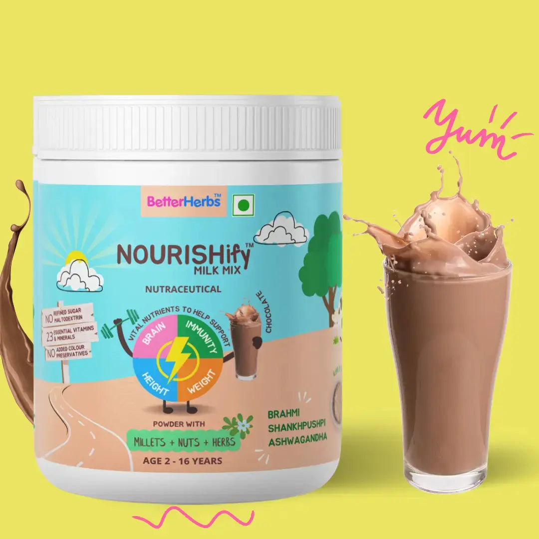 NOURISHify Nutrition Powder for Children Age 2-16 Years |  Millets+Nuts+Ayurvedic Herbs | No Refined Sugar