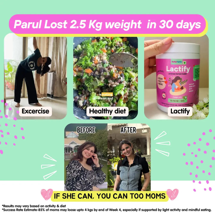 Better Herbs Lactify Lactation Protein Powder Vanilla 650 gm - Parul lost 2.5 kg weight in 30 days