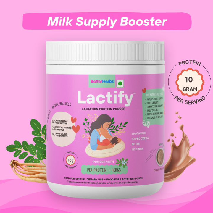 Lactify Lactation Protein Powder for New Moms | Better Milk Production + Weight Management + Postpartum Recovery | No Refined Sugar - 325g