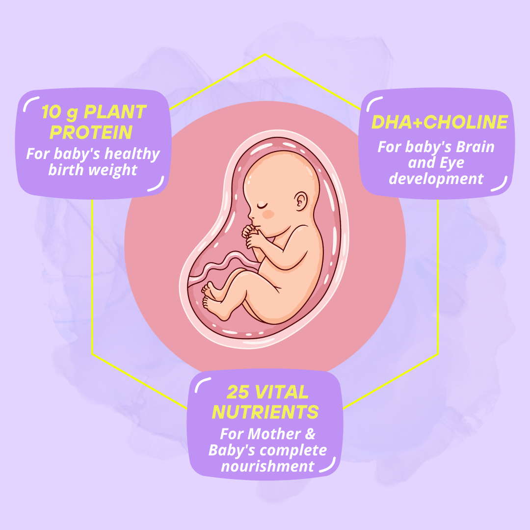 Mamafy Pregnancy Nutrition Protein Powder – 10g Plant Protein | DHA+Choline | Shatavari-Moringa | Birth Weight + Immunity + Brain Development Support - 325g