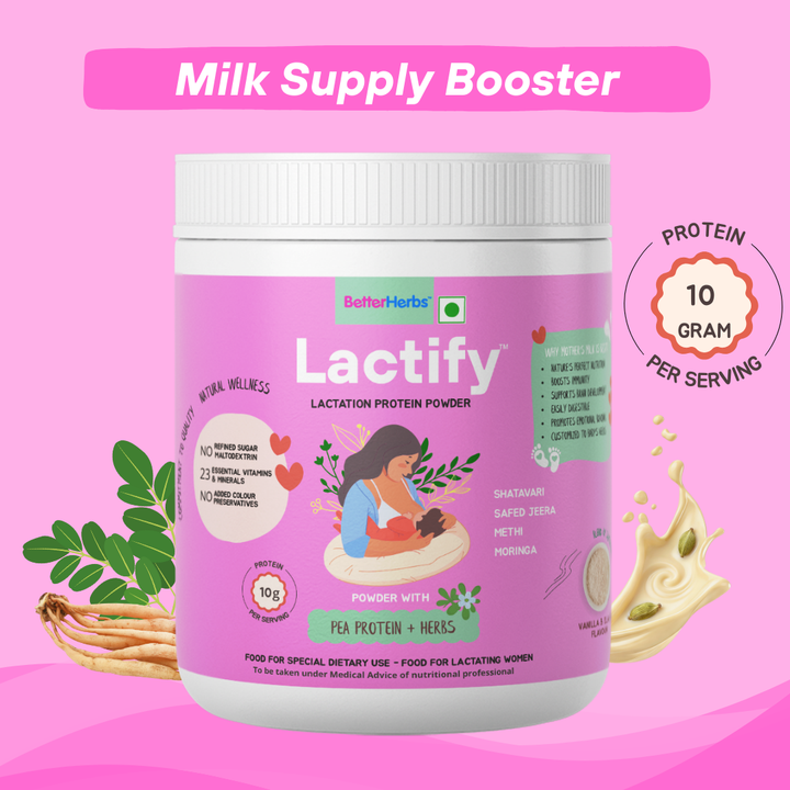 Lactify Lactation Protein Powder for New Moms | Better Milk Production + Weight Management + Postpartum Recovery | No Refined Sugar - 325g