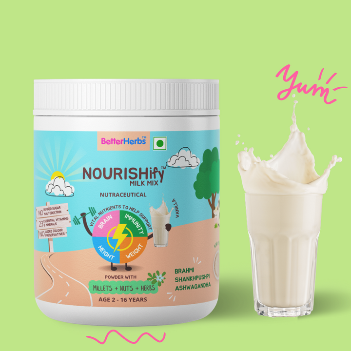 NOURISHify Nutrition Powder for Children Age 2-16 Years |  Millets + Nuts + Ayurvedic Herbs | No Refined Sugar
