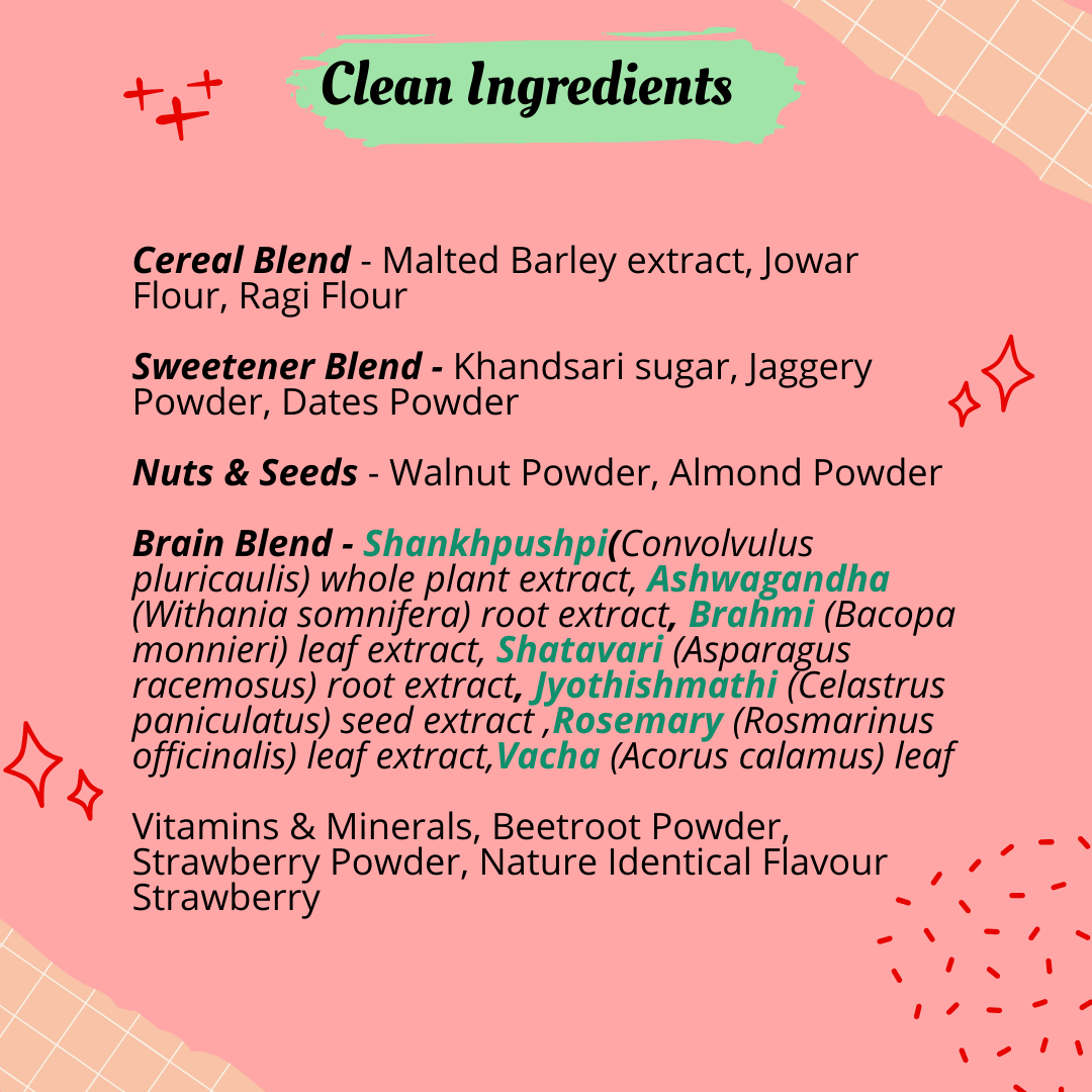 BRAINIFY Nutrition Powder for Children & Teens | 7 Brain Boosting Ayurvedic Herbs + Millets + Nuts | No Refined Sugar | Yummy Flavour