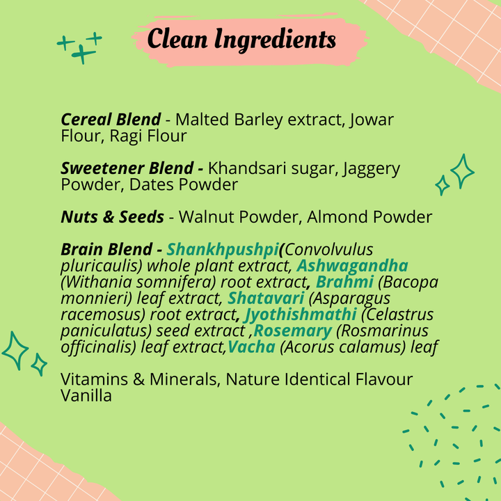 BRAINIFY Nutrition Powder for Children & Teens | 7 Brain Boosting Ayurvedic Herbs + Millets + Nuts | No Refined Sugar | Yummy Flavour