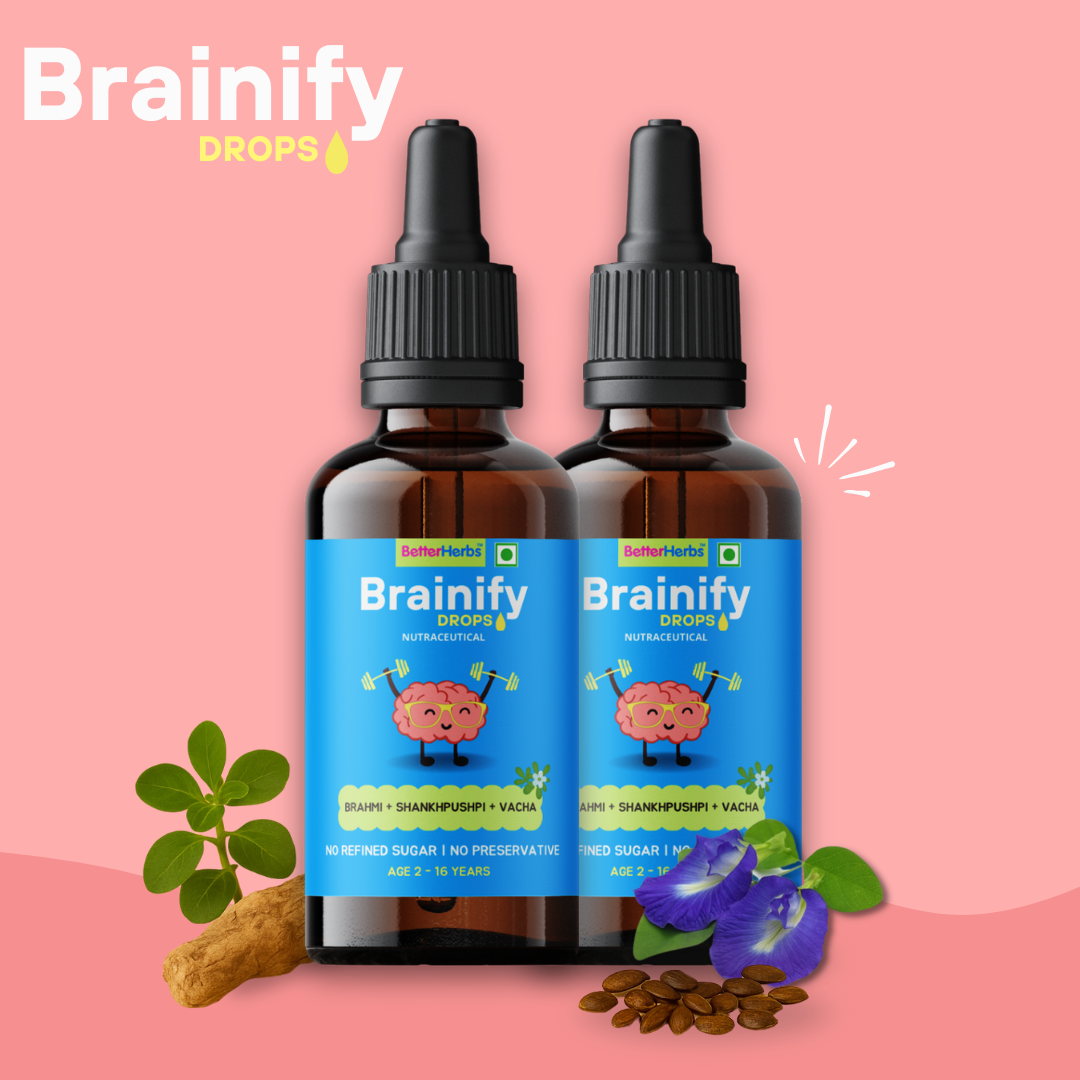 Brainify Drops – Clinically Tested Ayurvedic Formula for Kids’ Brain Health (2-16 Yrs) | No Added Sugar & Preservatives - 30ml