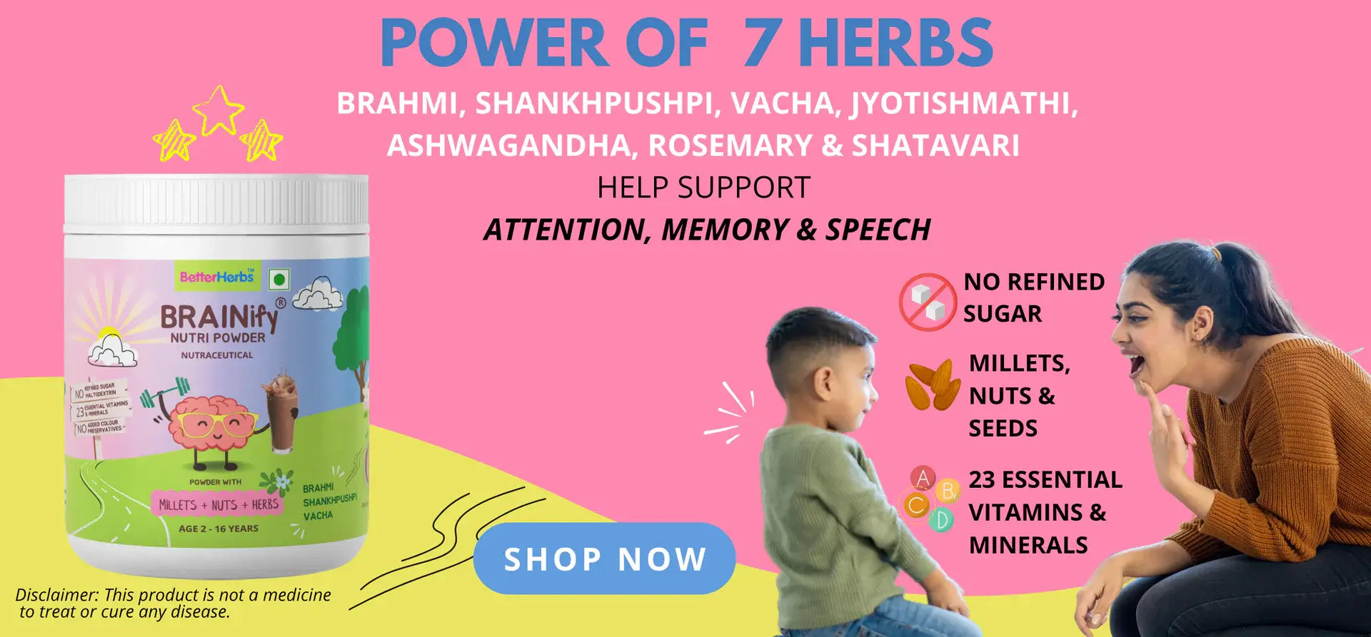 Better Herbs - Brainify Powder - Power of 7 Herbs, helps support attention, memory and speech - banner 