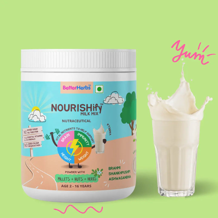 NOURISHify Nutrition Powder for Children Age 2-16 Years |  Millets + Nuts + Ayurvedic Herbs | No Refined Sugar