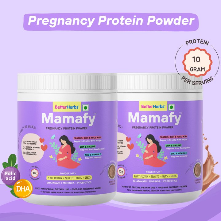 Mamafy Pregnancy Nutrition Protein Powder – 10g Plant Protein | DHA+Choline | Shatavari-Moringa | Birth Weight + Immunity + Brain Development Support - 325g
