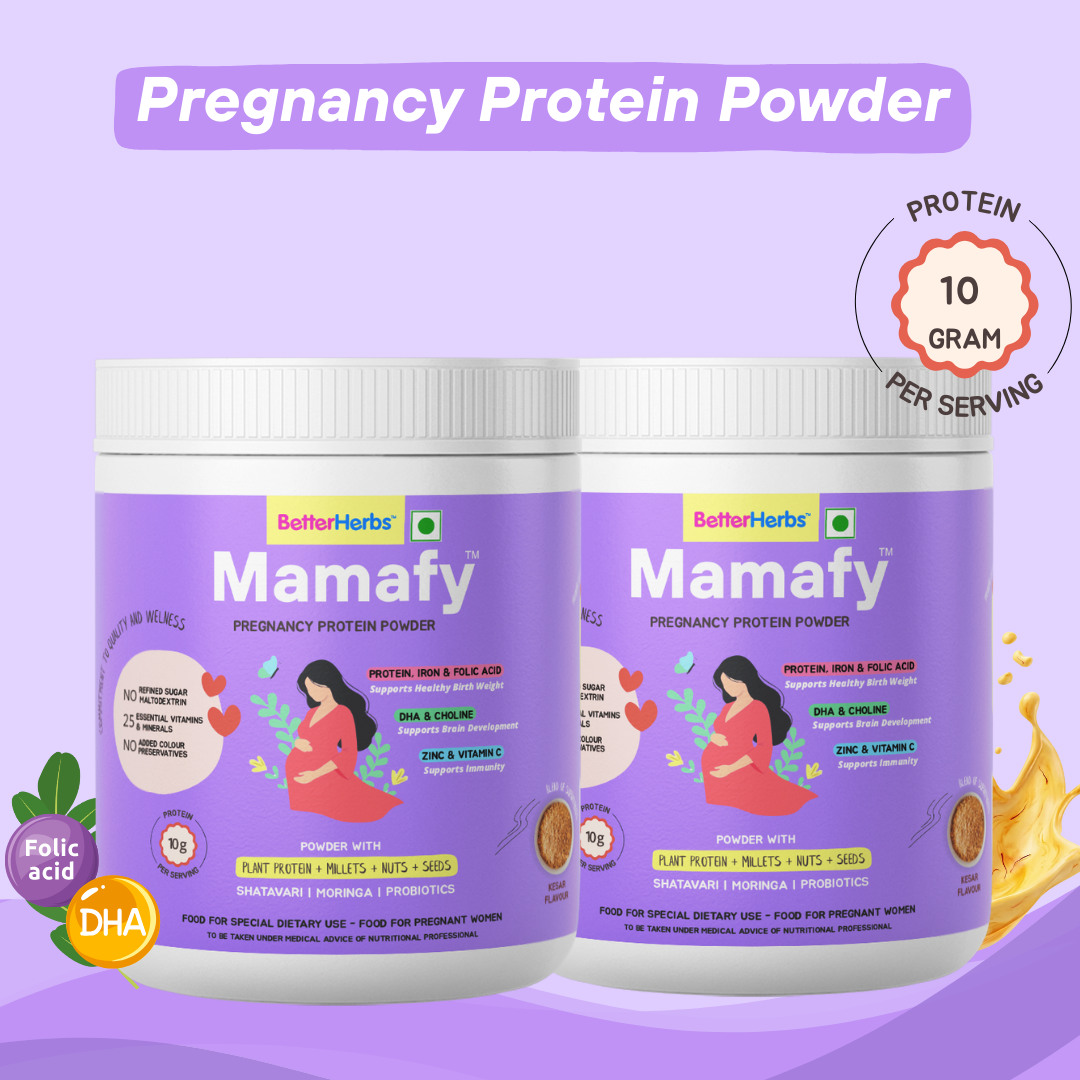 Mamafy Pregnancy Nutrition Protein Powder – 10g Plant Protein | DHA+Choline | Shatavari-Moringa | Birth Weight + Immunity + Brain Development Support - 325g