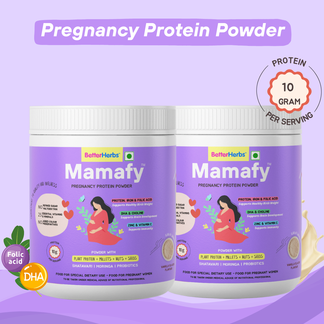 Mamafy Pregnancy Nutrition Protein Powder – 10g Plant Protein | DHA+Choline | Shatavari-Moringa | Birth Weight + Immunity + Brain Development Support - 325g