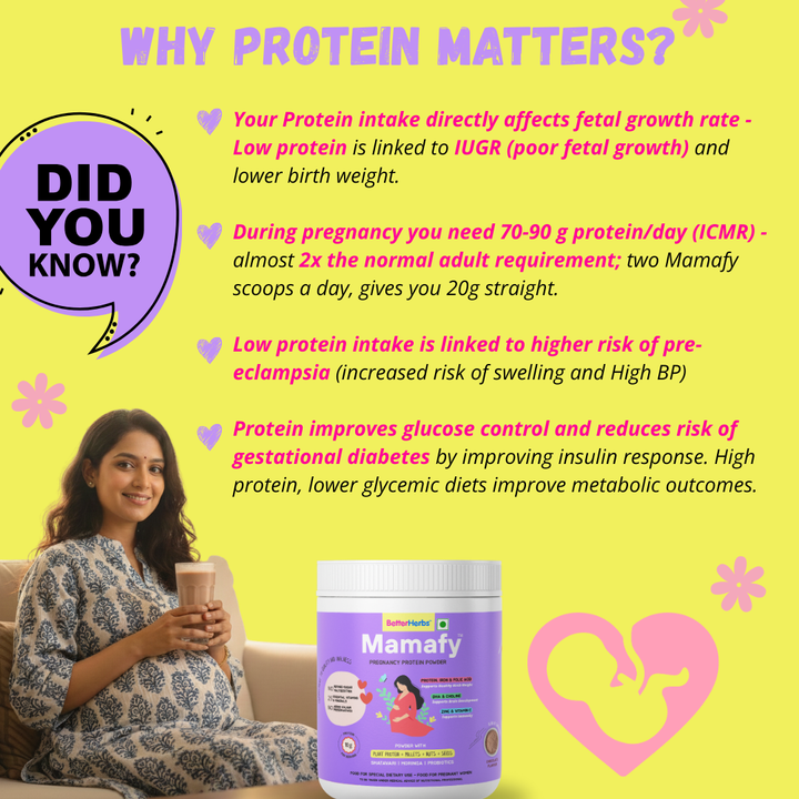 Mamafy Pregnancy Nutrition Protein Powder – 10g Plant Protein | DHA+Choline | Shatavari-Moringa | Birth Weight + Immunity + Brain Development Support - 325g